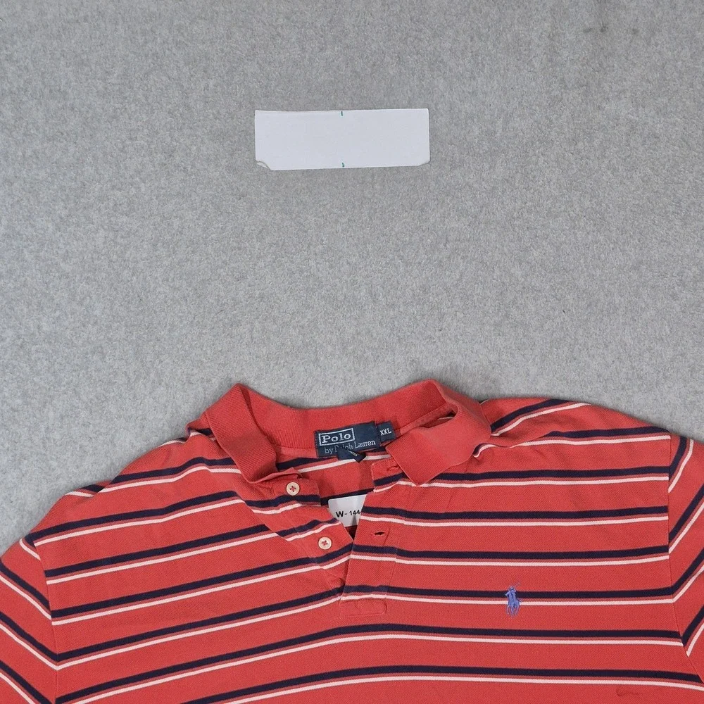 Polo By Ralph Lauren Men Polo XXL Red Embroidered Striped Pony Rugby READ